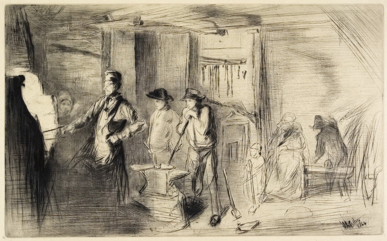 A kovácsmű tizenhat rézkarcból jelenetek a Temzéről és más témákról, 1861 alkotó: James Abbott McNeill Whistler
