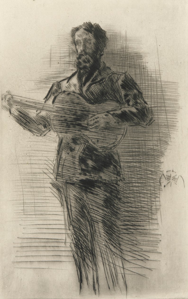 A gitáros, 1875 (száraztű, papír) alkotó: James Abbott McNeill Whistler