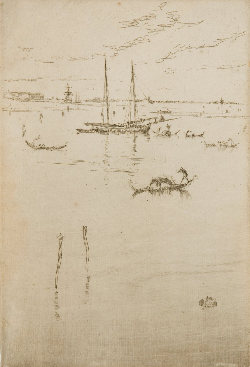 A kis lagúna, a Tizenkét rézkarcból, más néven az első velencei díszlet alkotó: James Abbott McNeill Whistler
