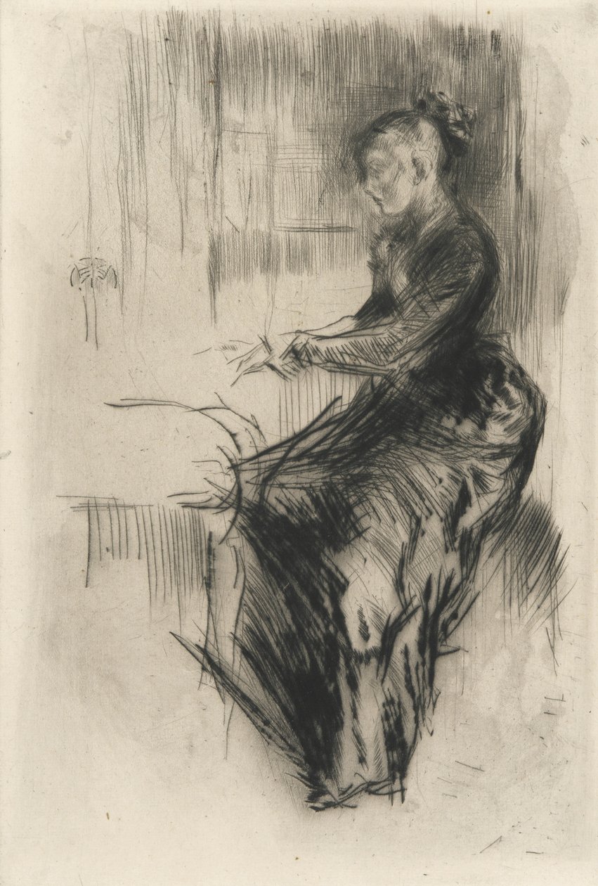 A zongora, 1875 körül (szárazhegy papíron) alkotó: James Abbott McNeill Whistler