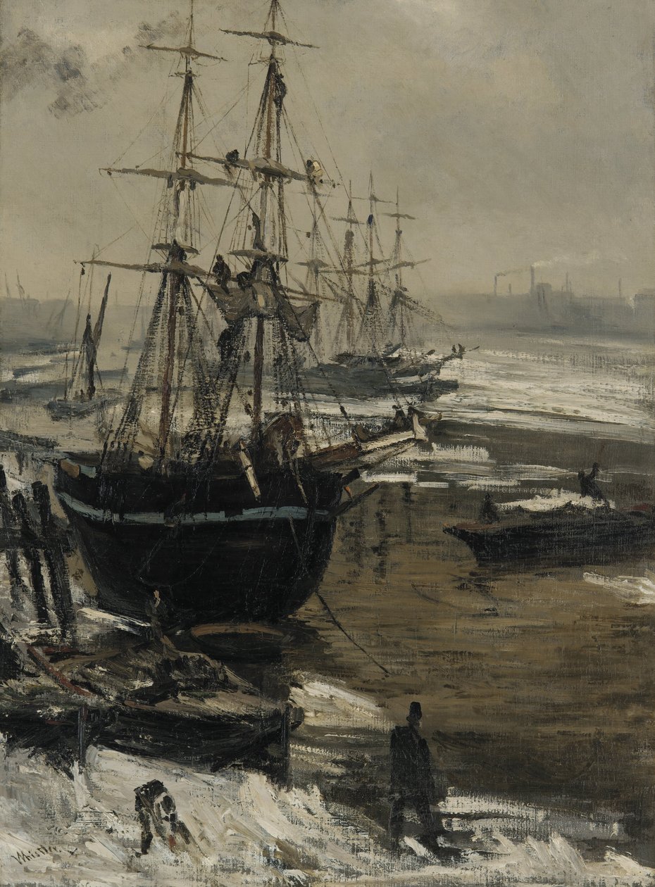 A Temze a jégben alkotó: James Abbott McNeill Whistler