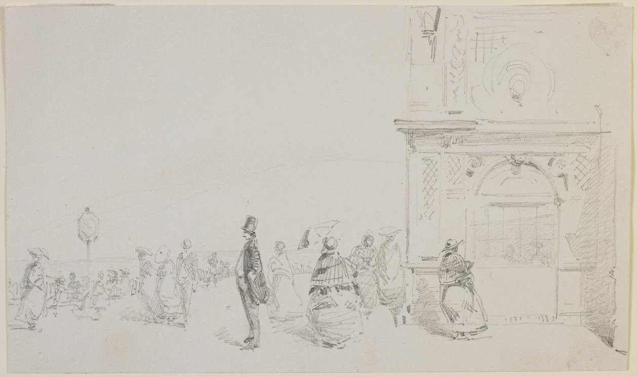 Dieppe esplanade, 1857 (ceruza törtfehér szőtt papíron) alkotó: James Abbott McNeill Whistler