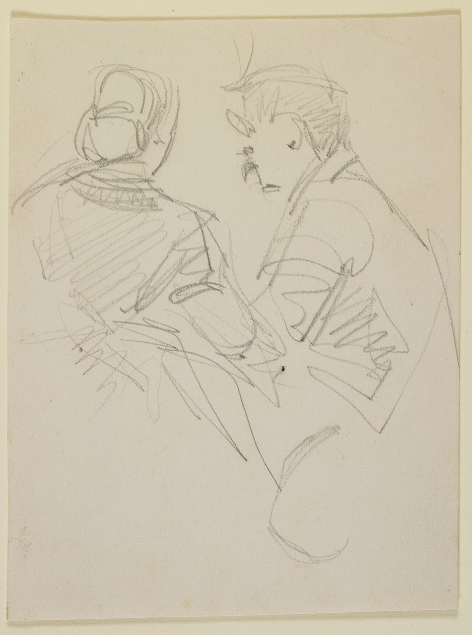 Két figura, 1858 (ceruza bézs szövésű papíron) alkotó: James Abbott McNeill Whistler