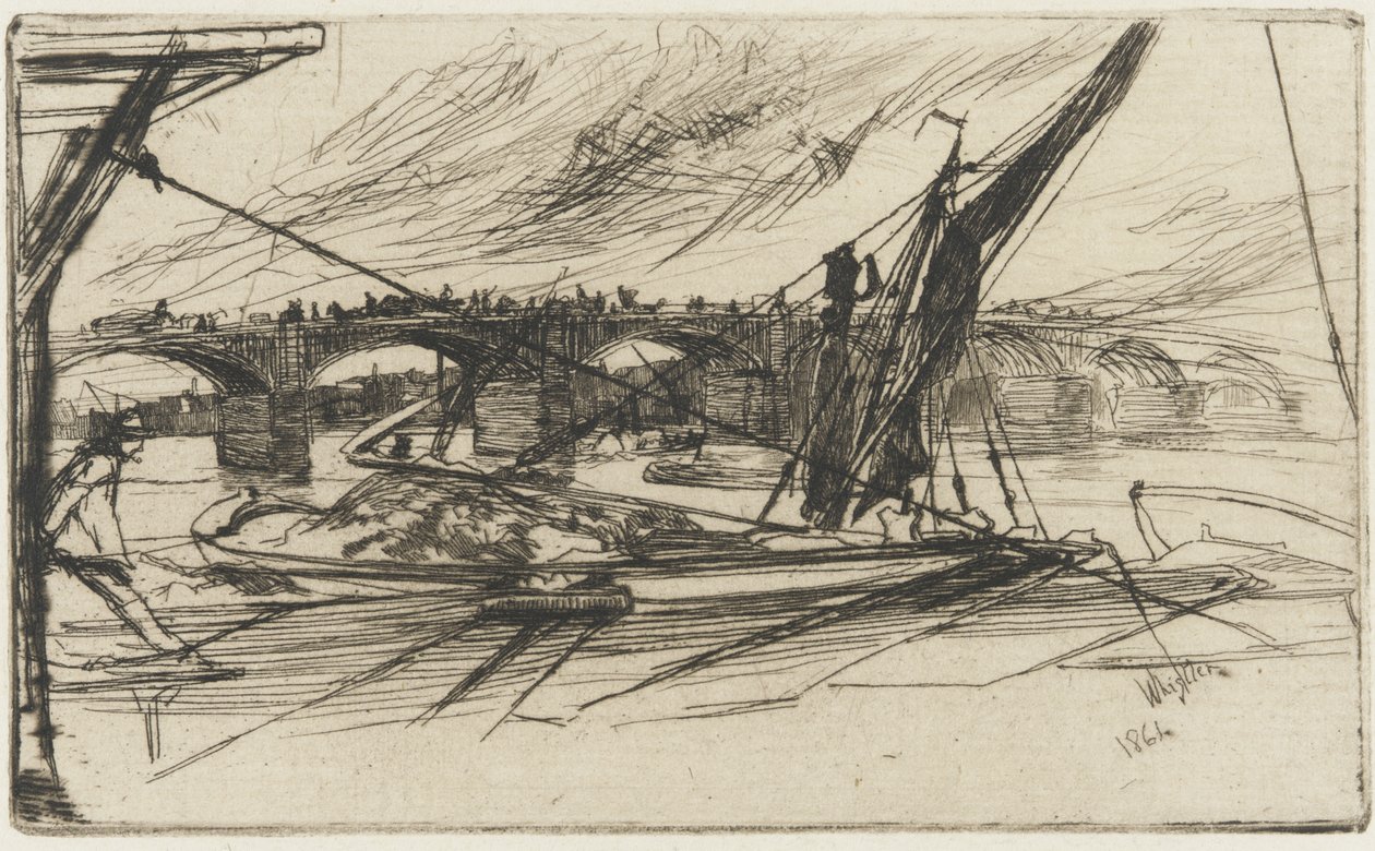 Vauxhall híd, 1861 (rézkarc papírra) alkotó: James Abbott McNeill Whistler