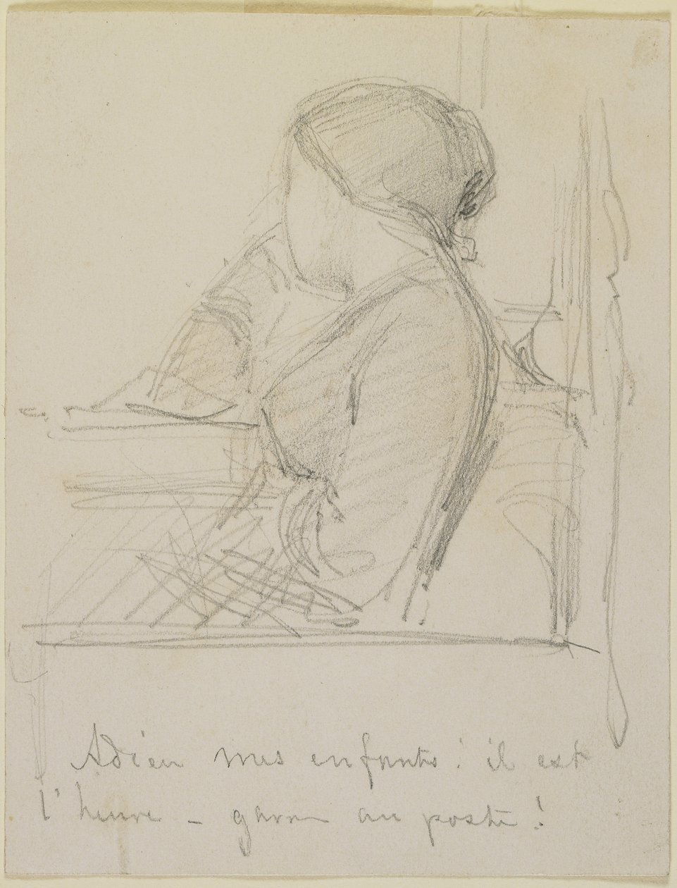 Ablakban ülő nő, 1858 (ceruza törtfehér szőtt papíron) alkotó: James Abbott McNeill Whistler