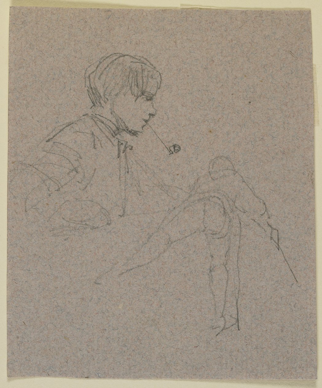 Fiatal férfi pipázik, 1855-59 körül (ceruza súrolópapíron) alkotó: James Abbott McNeill Whistler