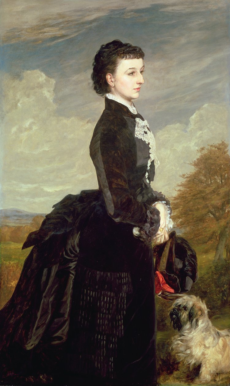 Egy fekete ruhás hölgy portréja kutyával, 1875 alkotó: James Archer