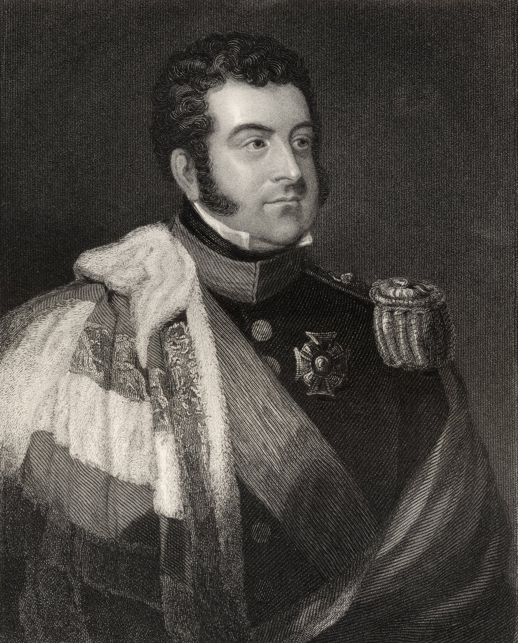 George Augustus Frederick Fitzclarence, Munster 1. grófja, metszet W.H. Cook, a „Nemzeti Portré Galéria IV. kötetéből”, megjelent 1835 körül alkotó: James Atkinson