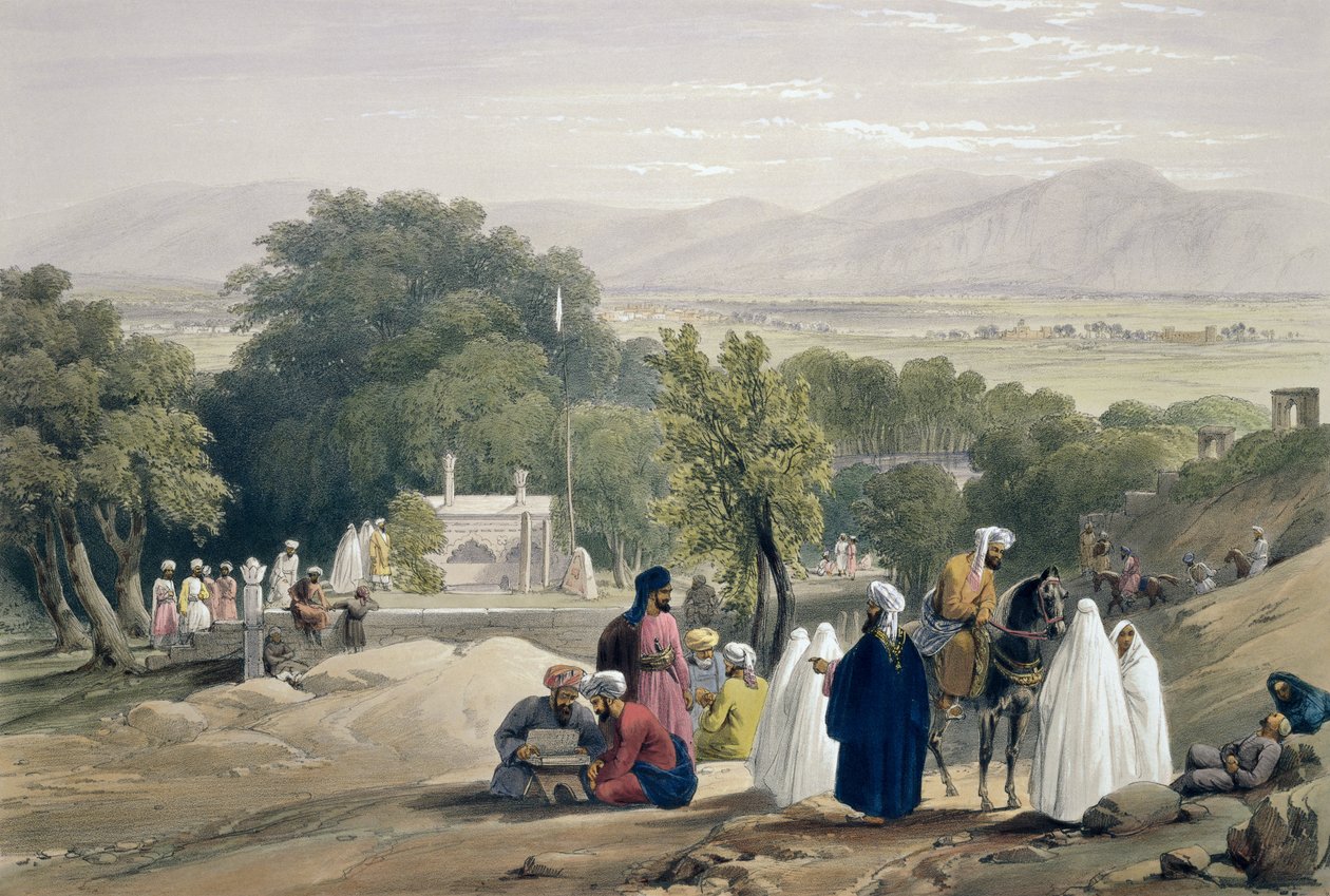 Baber császár sírja a „Vázlatok Afghaunisztánban” című művéből, Charles Haghe (1810-88) és Louis Haghe (1806-85) metszete, Henry Graves, 1842 alkotó: James Atkinson