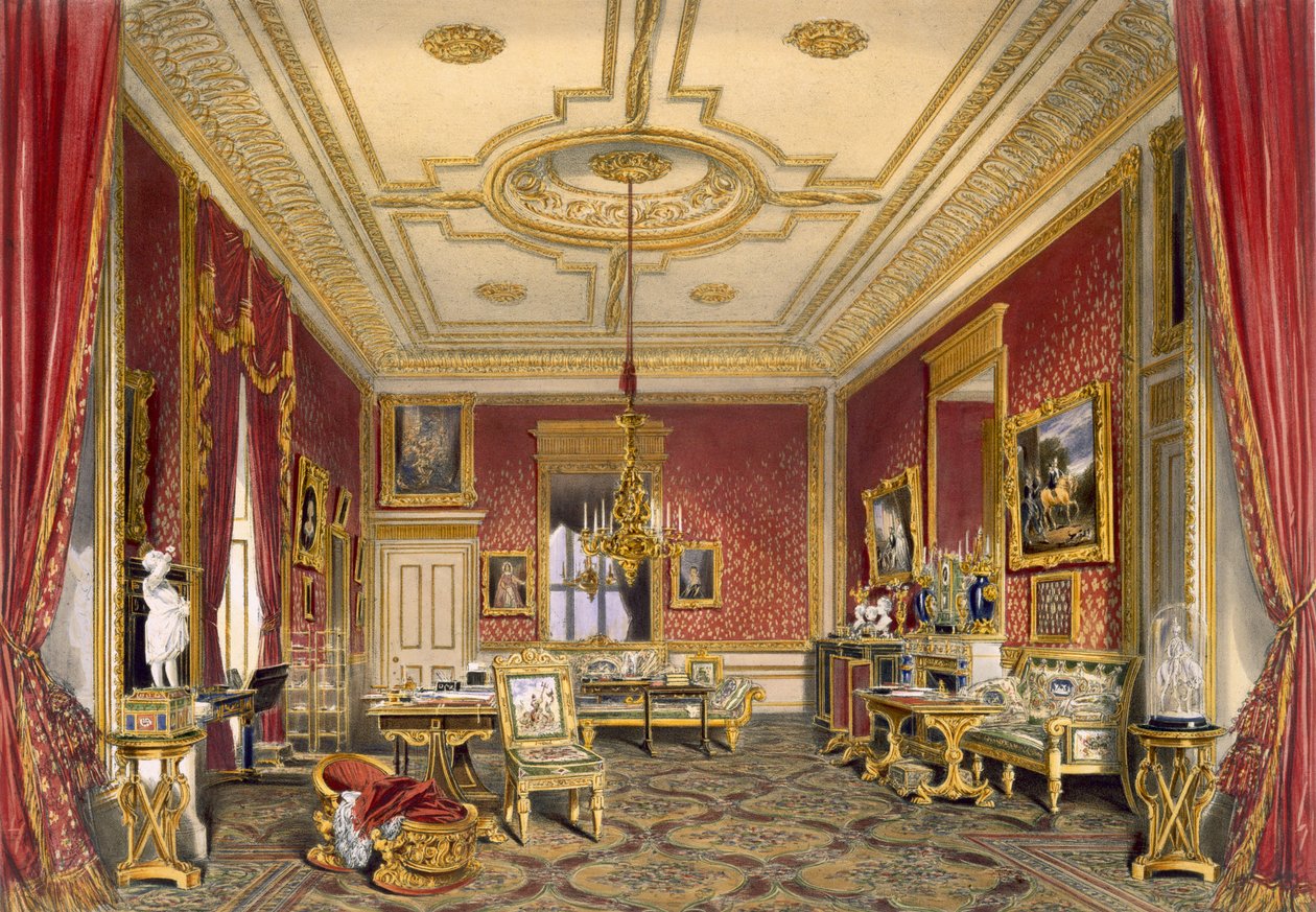 A királynő privát ülésterme, Windsor kastély, 1838 (kromolito) alkotó: James Baker Pyne