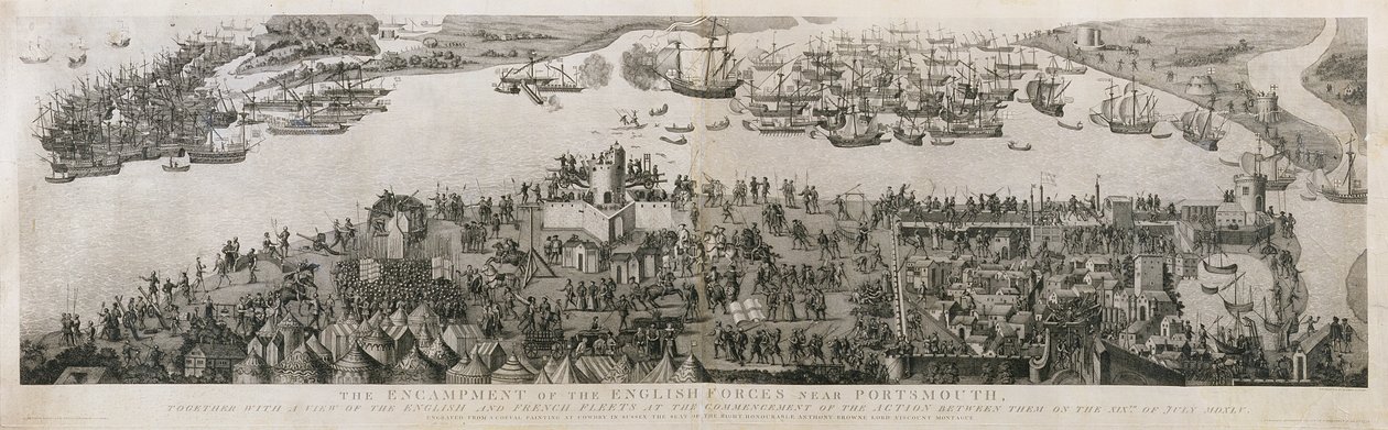 Az angol csapatok táborozása Portsmouth mellett a solenti csata idején, 1778 alkotó: James Basire