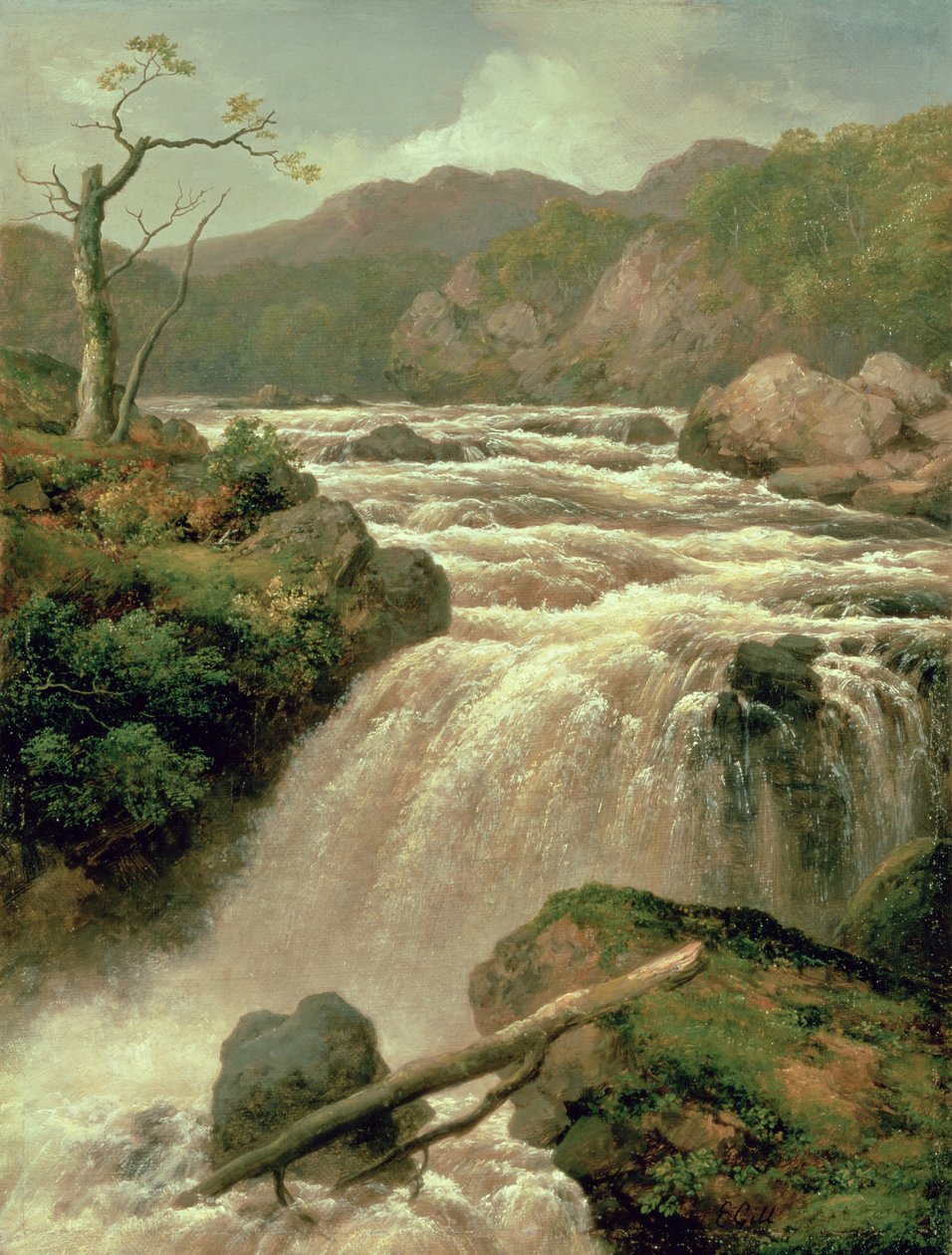Vízesés a Neath folyón, Dél-Wales, 19. század alkotó: James Burrell Smith