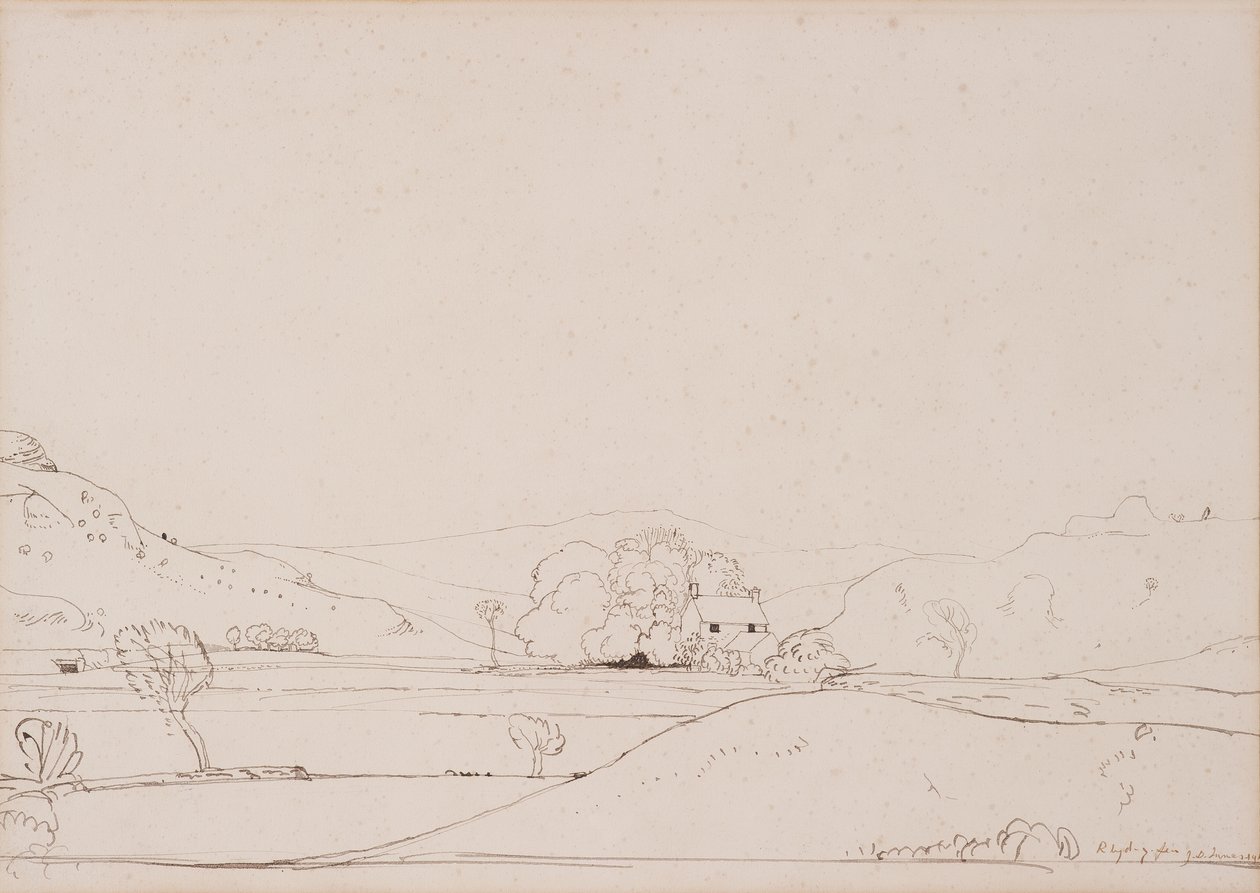 Rhyd-y-Fen, 1911 (toll és barna tinta papíron) alkotó: James Dickson Innes