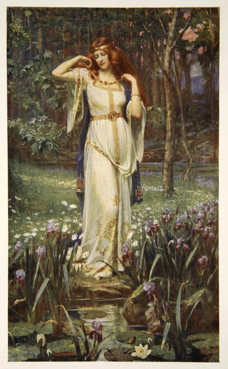 Freyja és a nyaklánc, illusztráció Donald A. Makenzie „Teuton mítoszok és legendák” című művéből, 1890 alkotó: James Doyle Penrose