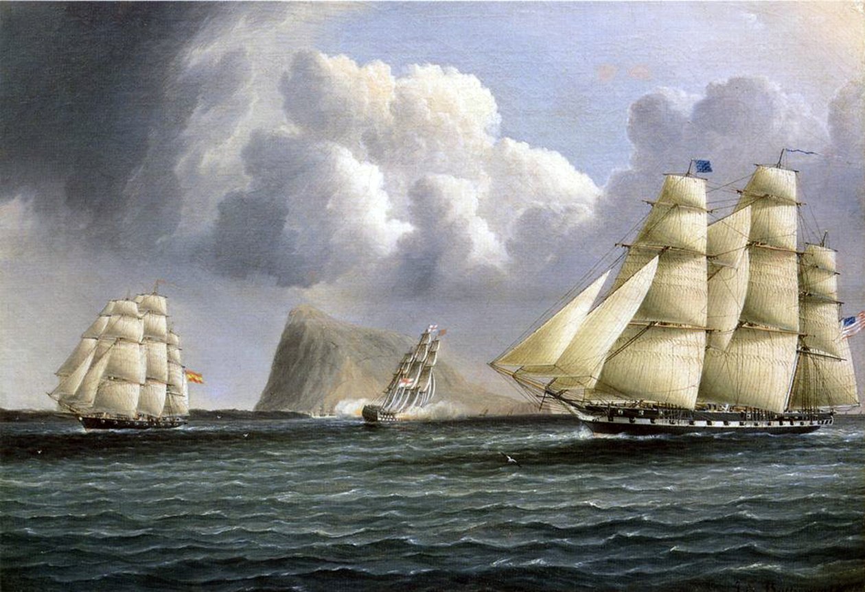 Amerikai fregattok Gibraltárnál alkotó: James E. Buttersworth