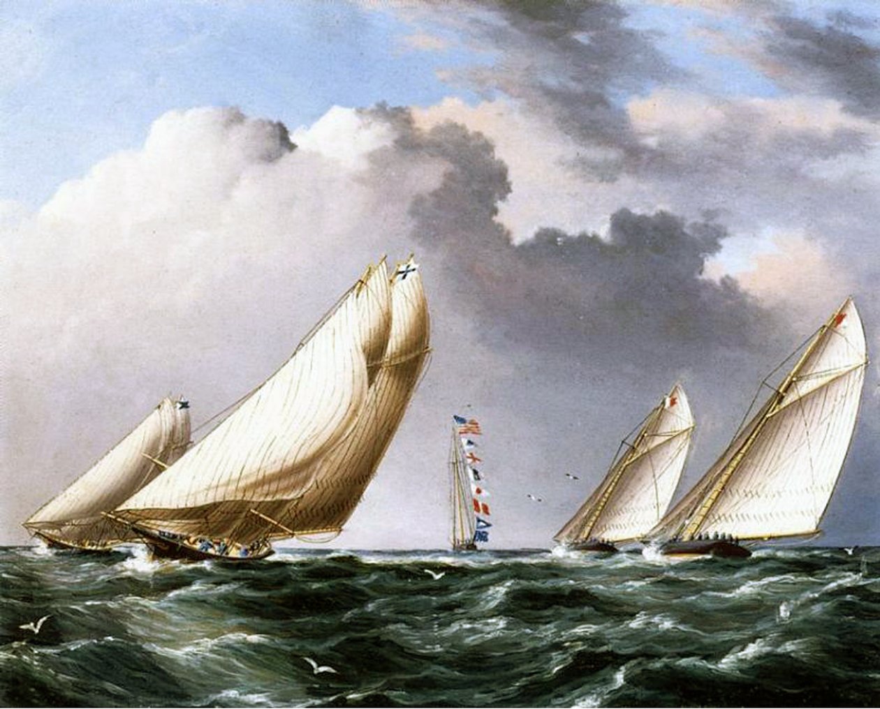 Amerikai jachtverseny, 1875 körül alkotó: James E. Buttersworth