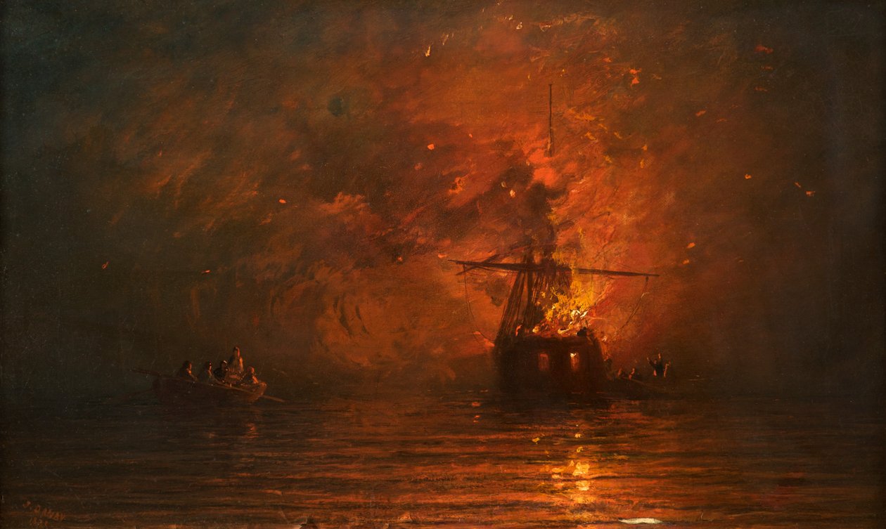 Tűzben lévő hajó, 1873 alkotó: Francis Danby