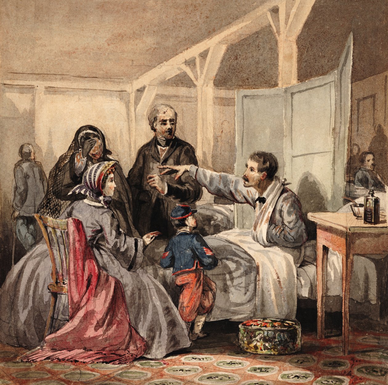 Kottaborító Üzenet a csatatérről, kocsma. 1864 (színes litó) alkotó: James Fuller Queen