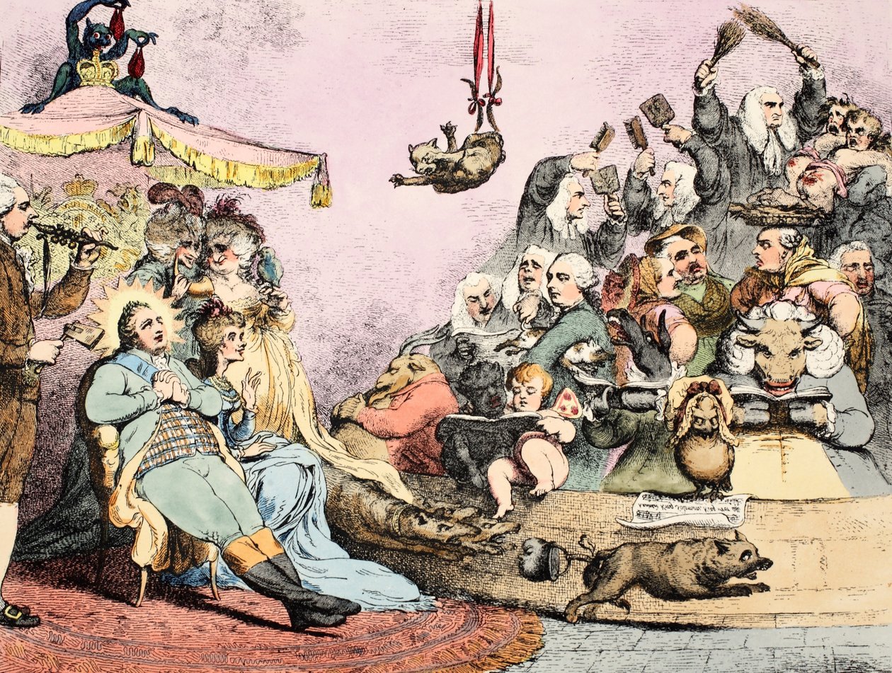 Ókori zene, kocsma. 1787 (kézzel színezett rézkarc) alkotó: James Gillray