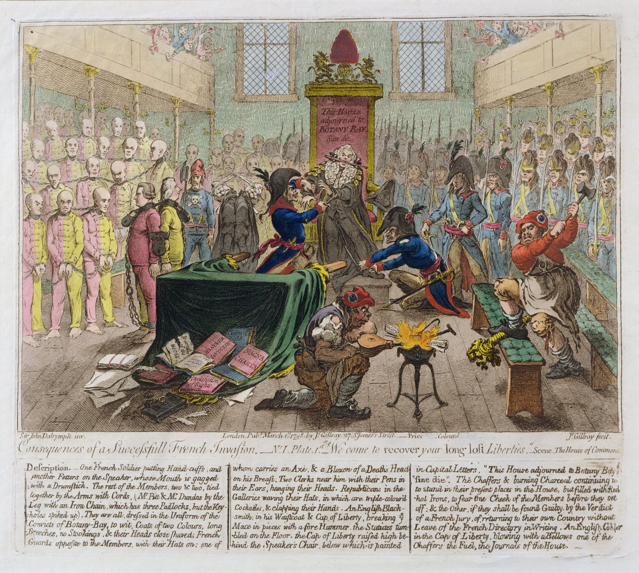 A sikeres francia invázió következményei, avagy Jövünk, hogy visszaszerezzük rég elveszett szabadságjogaitokat, 1798 (kézi színezett metszet) alkotó: James Gillray