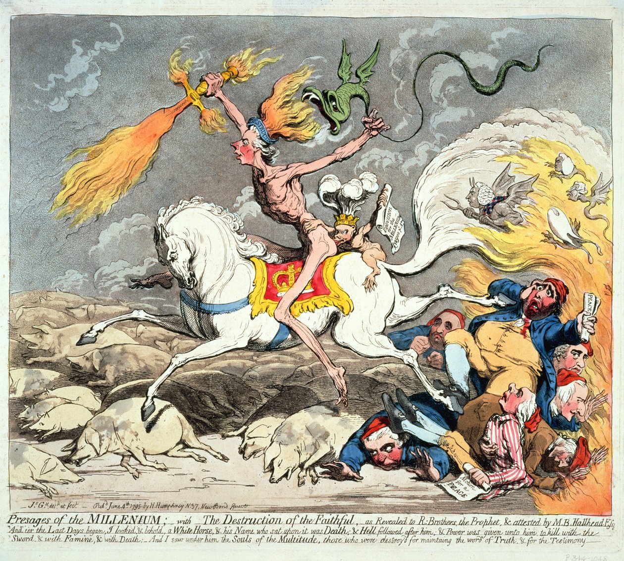 A Millenium presages, 1795-ben megjelent (kézzel színezett rézkarc) alkotó: James Gillray