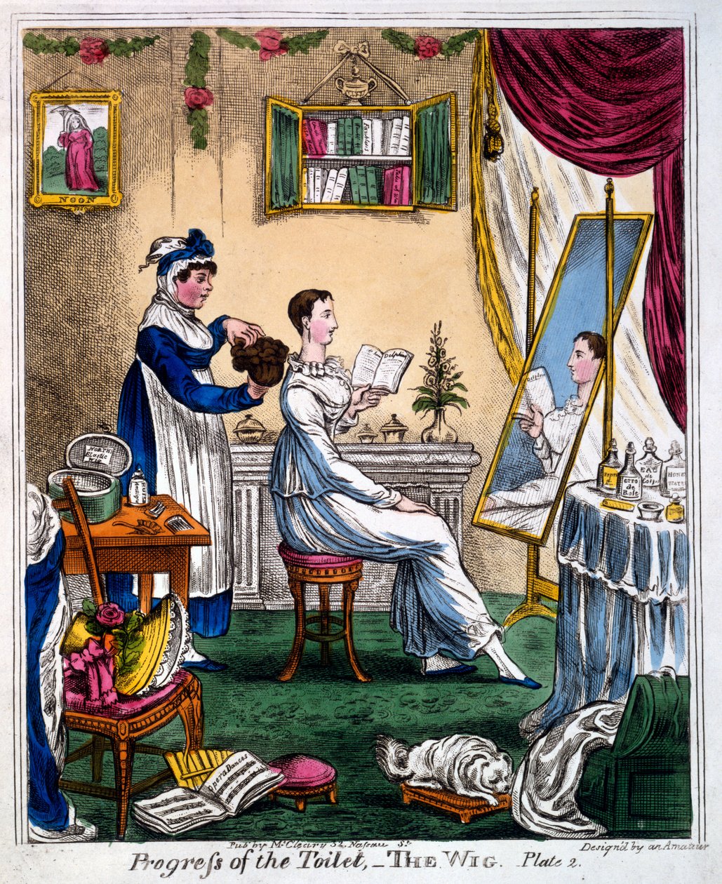 A WC folyamata – A paróka, C19. kora (kézzel színezett gravírozás) alkotó: James Gillray
