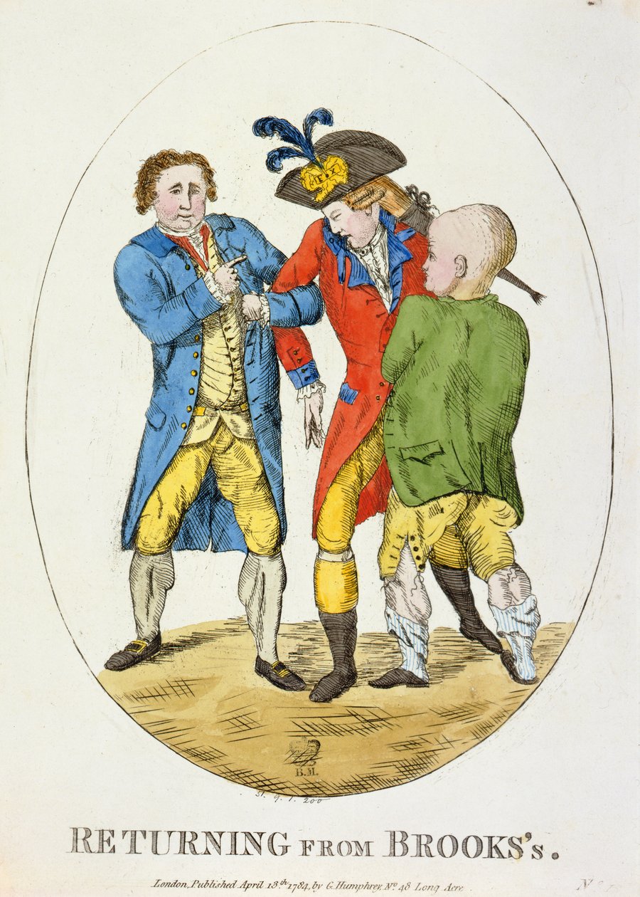 Visszatérve Brooksból, 1784 (színes rézkarc) alkotó: James Gillray