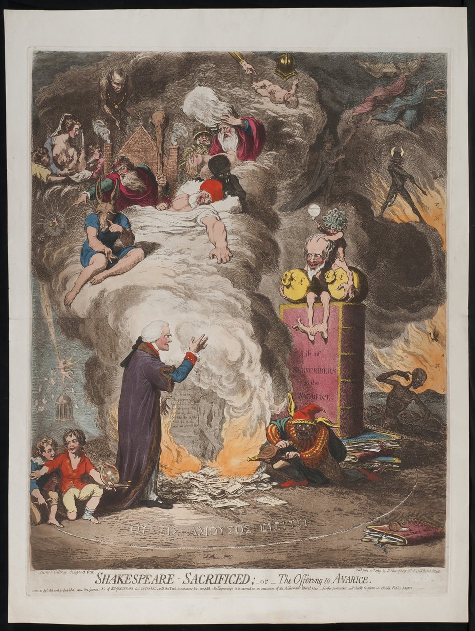 Shakespeare Sacrificed avagy a kapzsiság felajánlása, 1789 alkotó: James Gillray