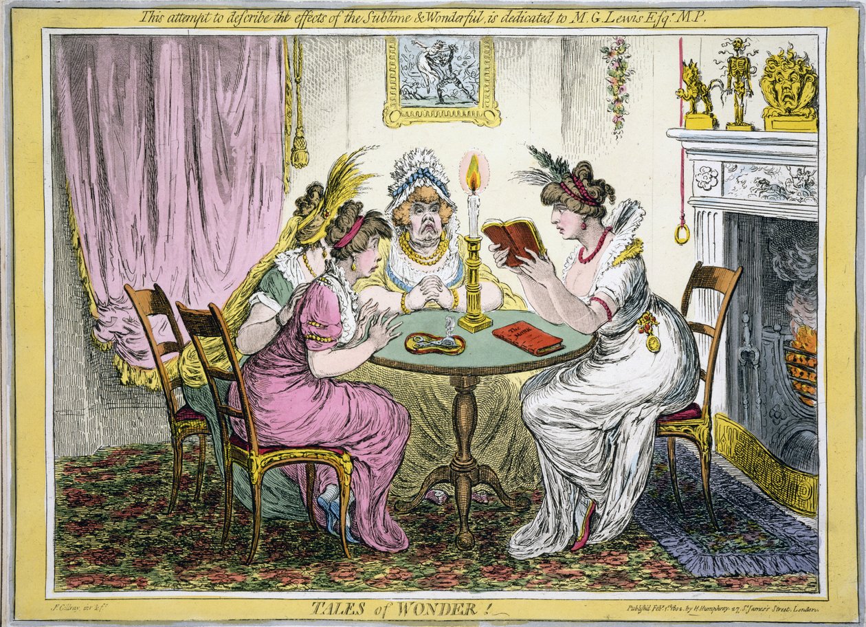 Mesék a csodáról! Ezt a kísérletet a Fenséges és Csodálatos hatásainak leírására M G Lewis Esq MP, pub. H Humprey, London, 1802 (kézzel színezett metszet). alkotó: James Gillray
