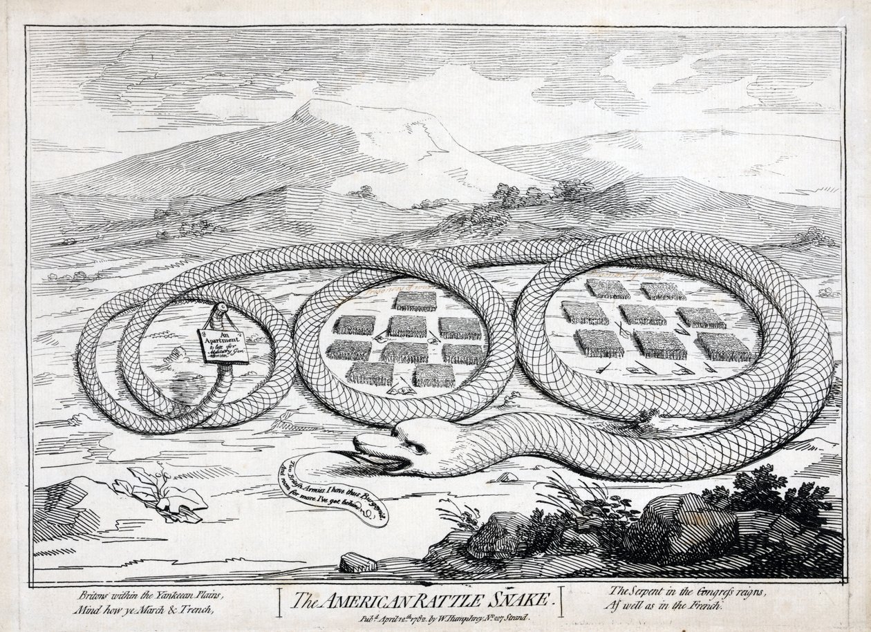 Az amerikai csörgőkígyó, 1782 alkotó: James Gillray