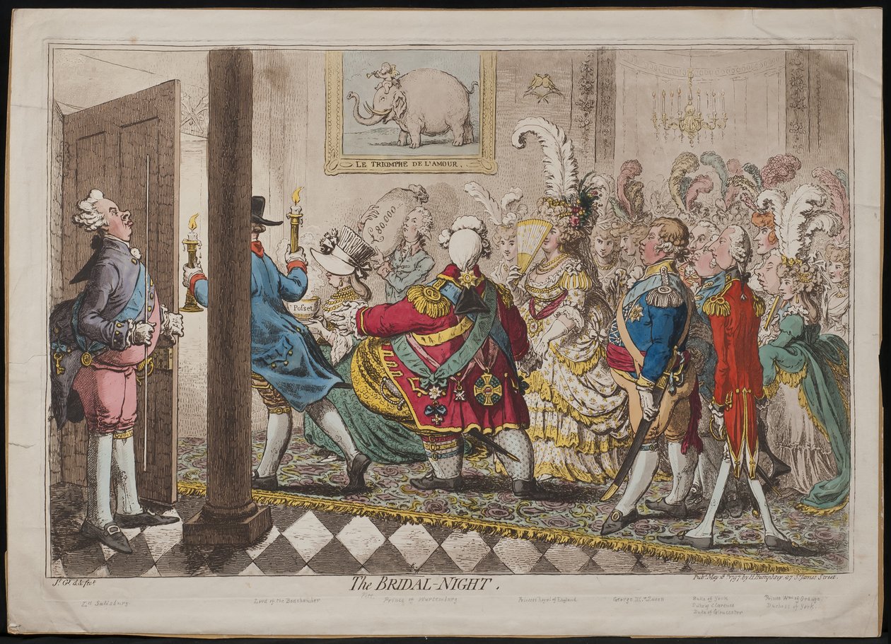 A menyasszonyi éjszaka, 1797 alkotó: James Gillray