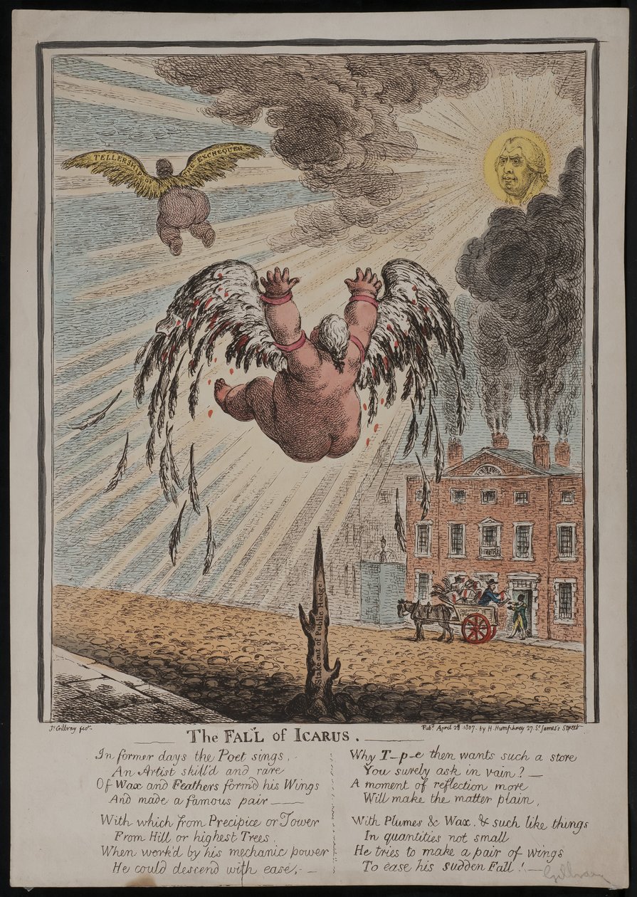 Ikarosz bukása, 1807 alkotó: James Gillray