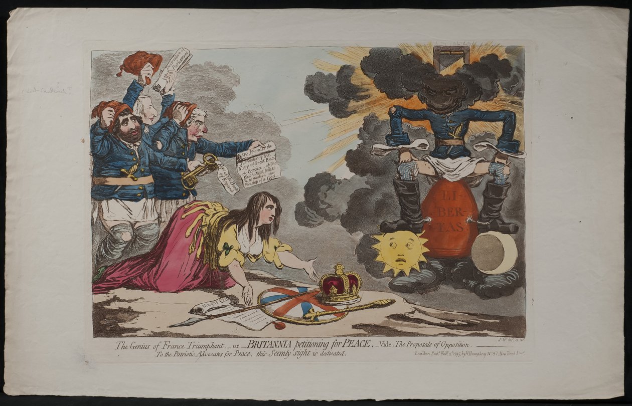 Franciaország géniusza diadalmaskodó – vagy – Britannia békéért petíciózik, Vide. Az ellenzéki javaslatok, 1795 alkotó: James Gillray