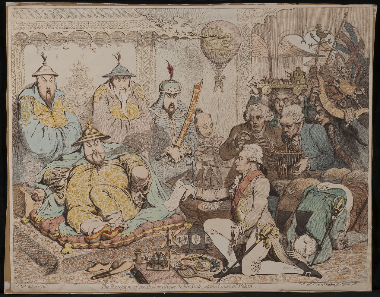 A diplomatika és lakosztálya fogadása a pekini udvarban, 1792 alkotó: James Gillray