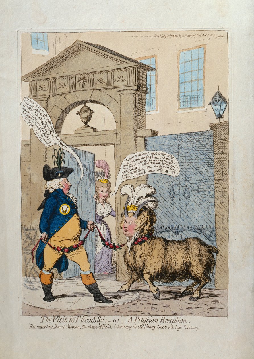 The Visit to Piccadilly, avagy A Porosz fogadtatás, Hannah Humphrey adta ki 1793-ban (kézzel színezett rézkarc) alkotó: James Gillray