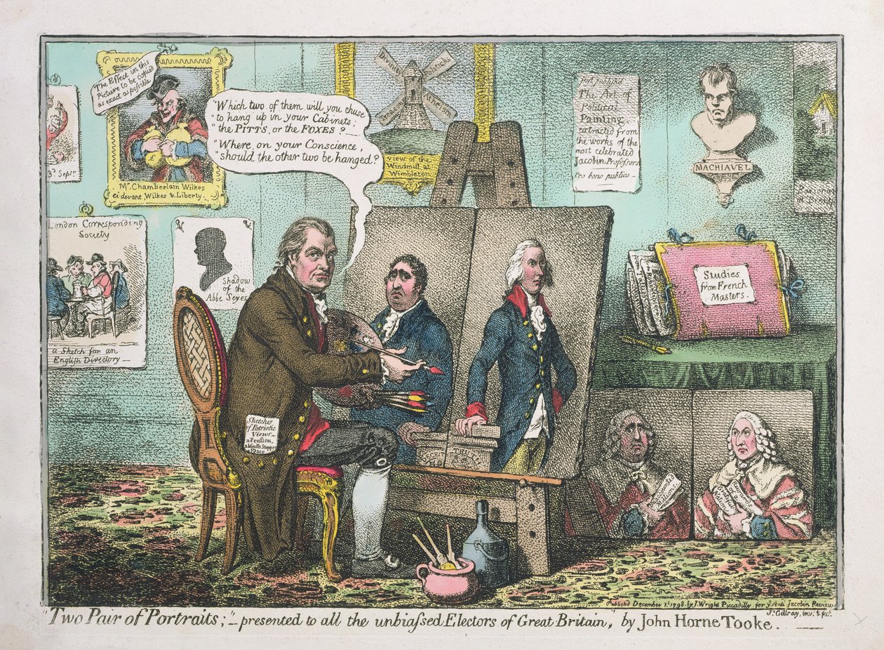 John Horne Tooke (1736-1812) két portrépár, amelyet Nagy-Britannia minden elfogulatlan választójának bemutatott, J. Wright adott ki, és „For ye Anti-Jacobin Review” felirattal, 1798 (rézkarc e-vel) alkotó: James Gillray