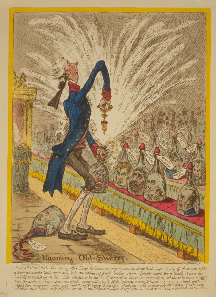 Old Sherry dugóbontása, 1805 (kézi színezett metszet) alkotó: James Gillray