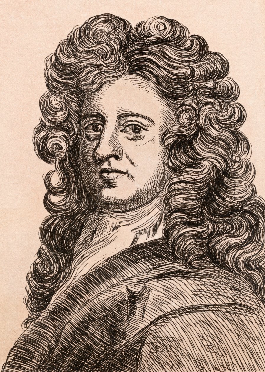 Sir Godfrey Kneller, illusztráció az 1817-ben Londonban megjelent „Hiteles festők 75 portréi hiteles eredetikről” című könyvéből alkotó: James Girtin