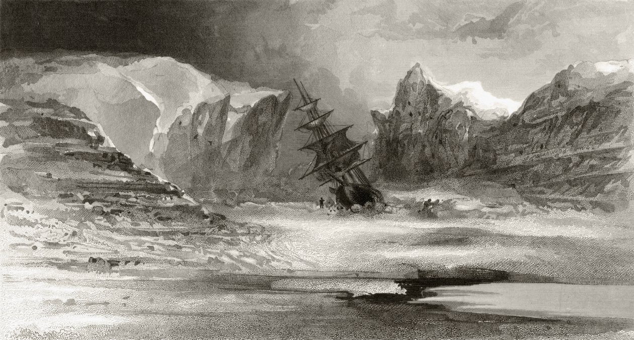 The Nip off Cornelius Grinnell-fok, Forge Bay, metszett A.W. Graham, "Arctic Explorations in the Years 1853, 54, 55", I. kötet, Doctor Elisha Kent Kane (1820-57) kiadta Philadelphia, 18 alkotó: James Hamilton