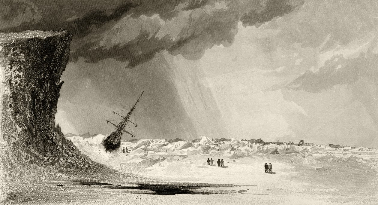 A csomag Sylvia Headlandről, metszett A.W. Graham, "Arctic Explorations in the Years 1853, 54, 55", I. kötet, Doctor Elisha Kent Kane (1820-57) kiadta Philadelphia, 1856 alkotó: James Hamilton
