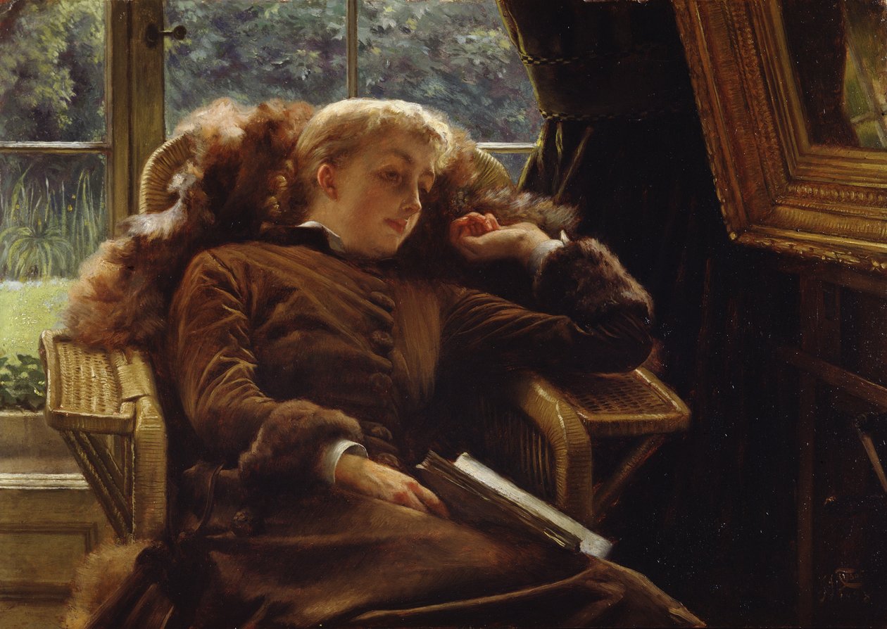 Álmodozás: Mrs.Newton egy széken dől alkotó: James Jacques Joseph Tissot