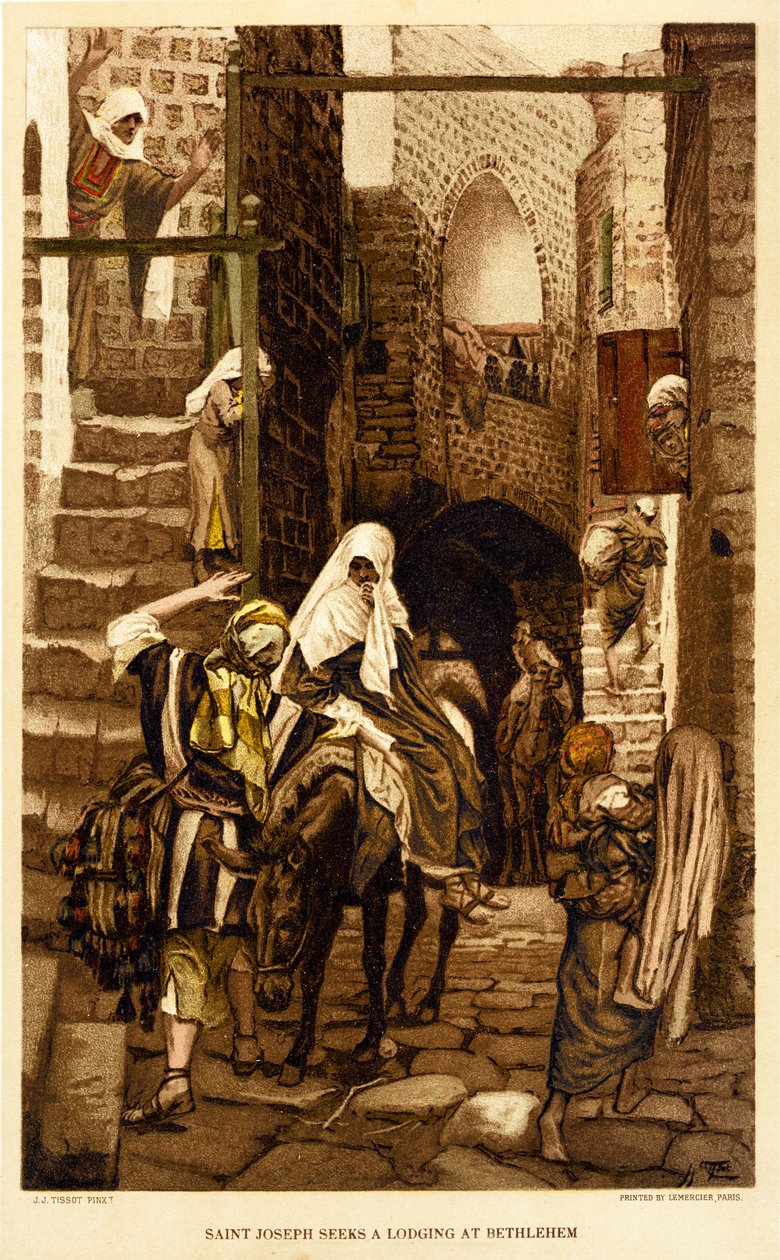 József szállást keres Betlehemben – Biblia alkotó: James Jacques Joseph after Tissot