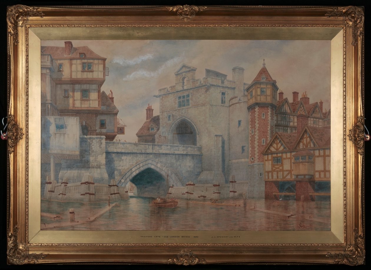 Traitors Gate – A régi londoni híd 1650-ben (wc) alkotó: James Stewart