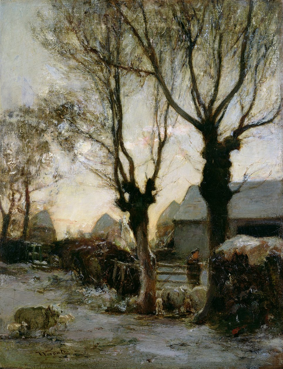 Farmyard télen alkotó: James Lawton Wingate