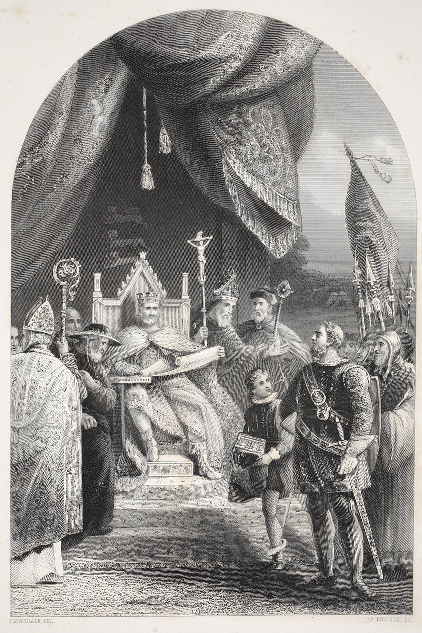 János király pecsételő Magna Carta, metszett W. French alkotó: James Lonsdale