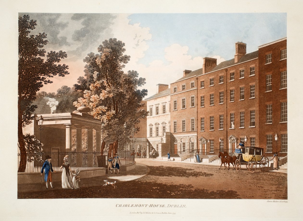 Charlemont-ház, Dublin, 1793 (kézzel színezett metszet) alkotó: James Malton