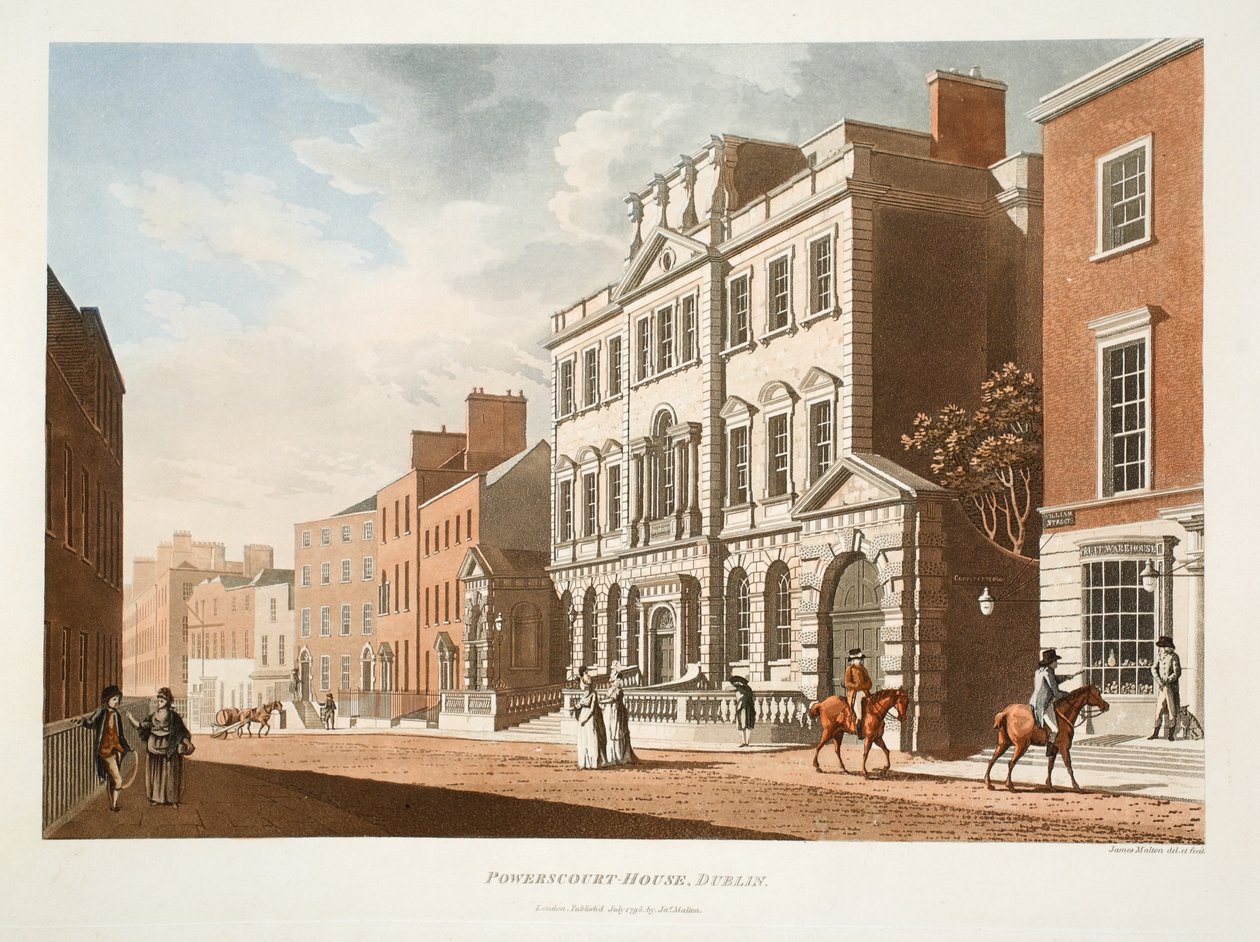 Powerscourt-House, Dublin, 1795 (kézzel színezett metszet) alkotó: James Malton