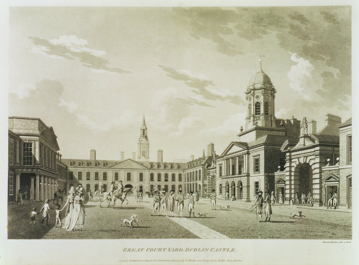 The Great Court Yard, Dublin Castle, 1792 alkotó: James Malton