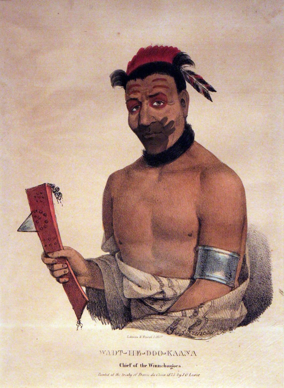 Wadt-He-Doo-Kaana, Winnebago főnöke, 1825 alkotó: James Otto Lewis