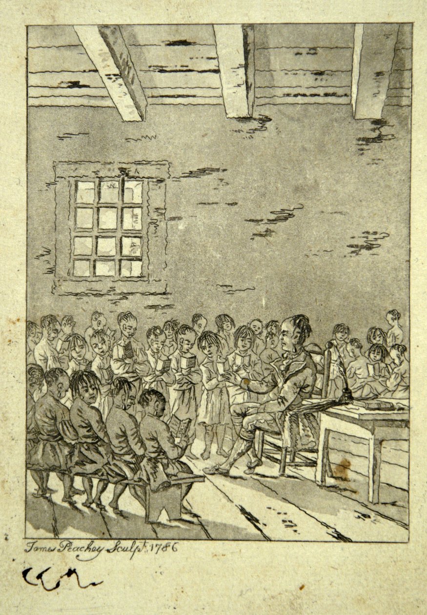 Egy indián iskola tanterme, 1786 alkotó: James Peachey